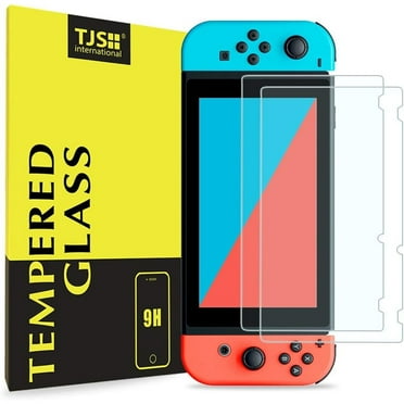 Nintendo Switch Screen Protector, TJS [Tempered Glass] [2-Piece] [Works While Docking] - 0.3mm Thickness/Bubble Free/Ultra Clear/9H Hardness/Anti-Scratch/Shatterproof/Anti-Fingerprint