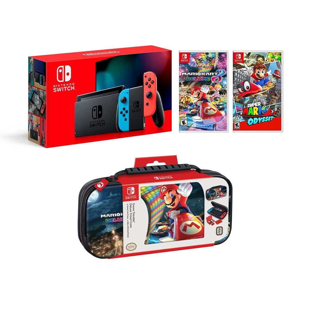  Nintendo Switch with Neon Blue and Neon Red Joy-Con + New Super  Mario Bros. U Deluxe (Full Game Download) - Switch Console : Video Games