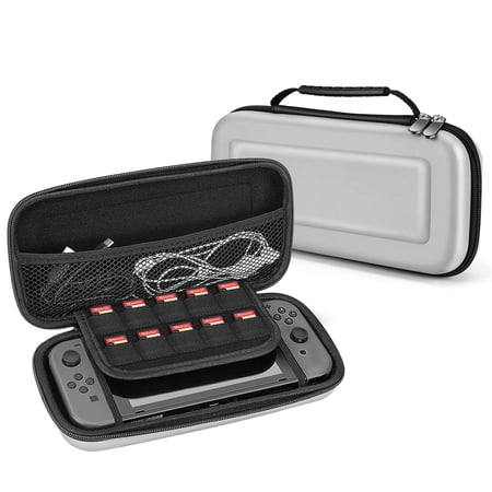 Nintendo Switch Travel Case Portable Travel Carry Hard Shell EVA Material Pouch Traveler Deluxe Cover w/ Strap Handle for Switch Console, Joy Con Controller, Game Card Holder Accessories (Gray)