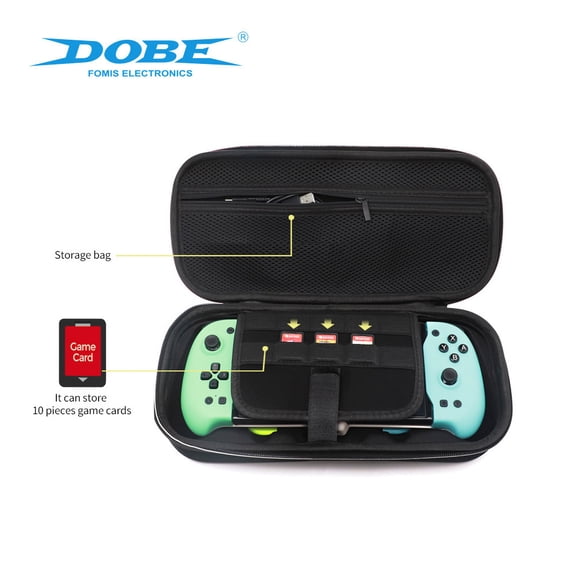 Nintendo Switch Universal Hard Shell Carrying Case - Joy-Con Grip Compatible Travel Bag with Game Card Storage, Protective Zipper Pouch for Switch/OLED Console & Accessories