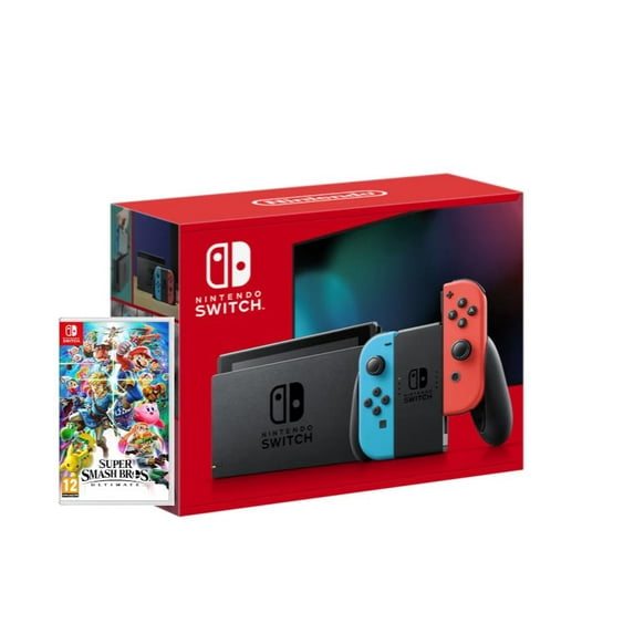 Nintendo Switch V2 Bundle with Super Smash Bros Ultimate Game (JP Console)