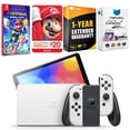 thumbnail image 1 of Nintendo Switch White OLED Console with Mario + Rabbids Sparks of Hope Cosmic Edition, Nintendo $20 eShop Gift Card, MightySkins Console and Controller Skin Voucher, and 1 Year CPS Extended Warranty, 1 of 4