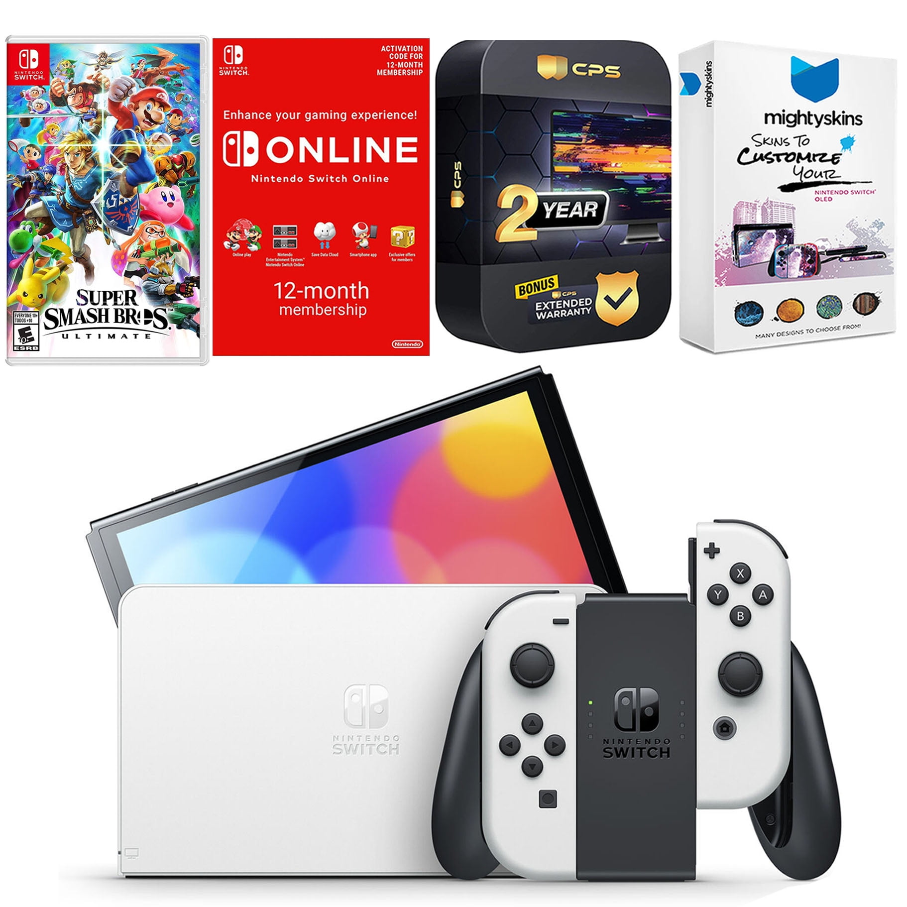 Nintendo Switch White OLED Console with Super Smash Bros: Ultimate, NSO ...