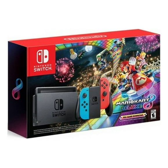 Nintendo Switch and Mario Kart 8 Deluxe Bundle (Neon Red/Blue Joy-Con)