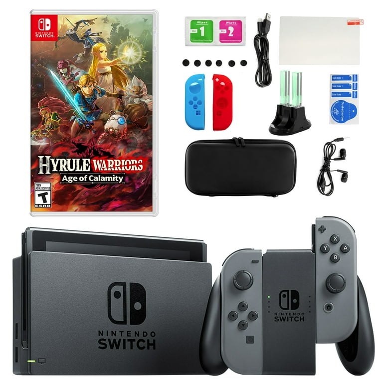 Nintendo Switch in Gray with Hyrule Warriors and Accessory Kit