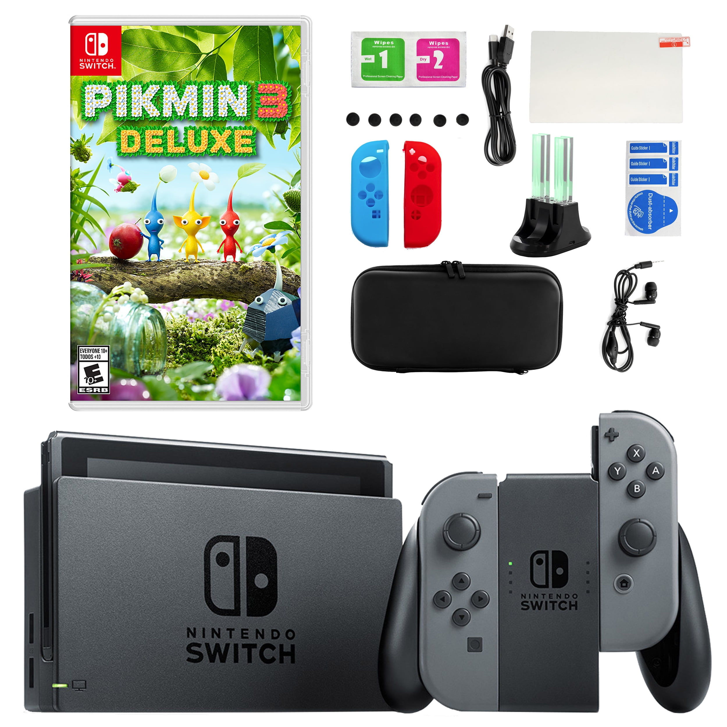Nintendo Switch in Gray with Pikemin 3 Deluxe and