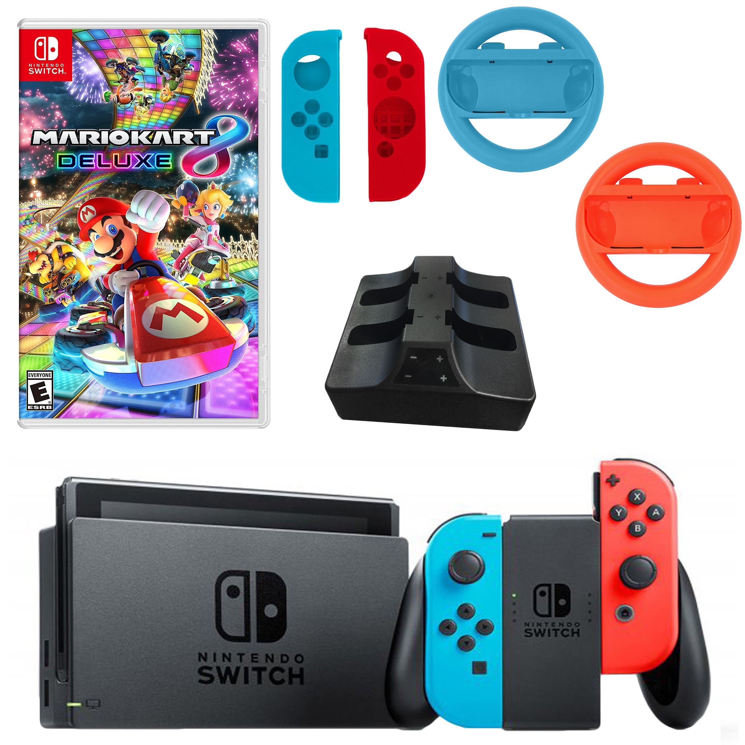 Nintendo Switch in Neon with Mario Kart and Accessories - Walmart.com