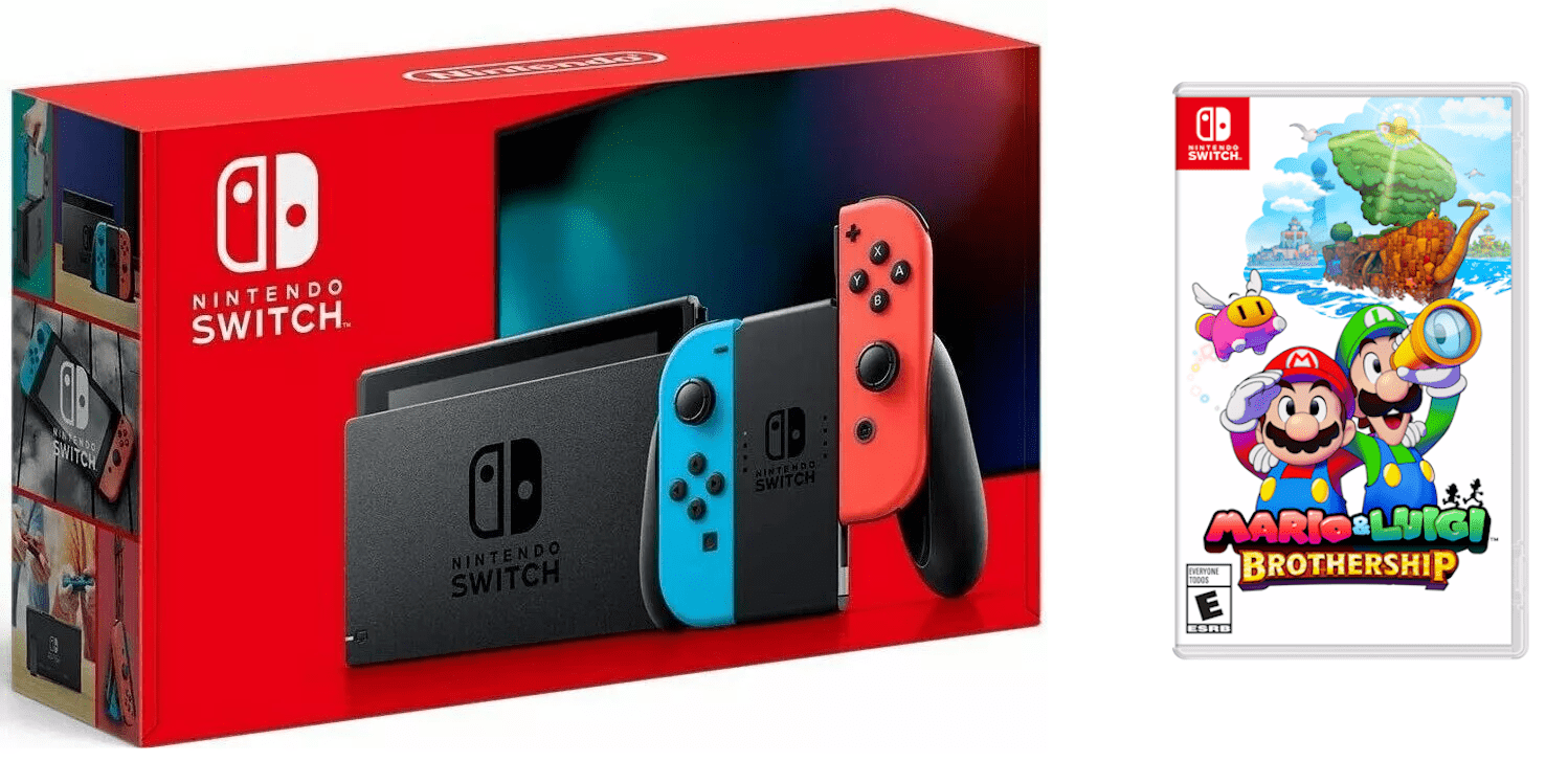Nintendo Switch Home Package with Blue & Red Joy-Con, Mario Nintendo Switch Home Package with Blue & Red Joy-Con, Mario