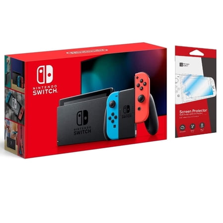 Nintendo Switch w/Neon Blue & Neon Red Joy-Con with Screen Protector