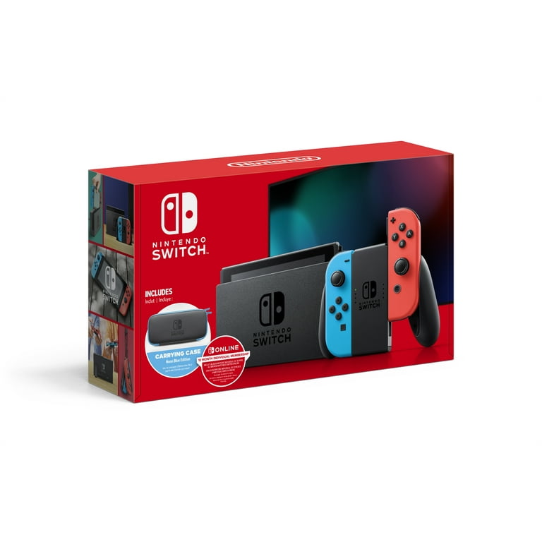 Nintendo Switch with 12 Month Individual Membership, Blue & Red