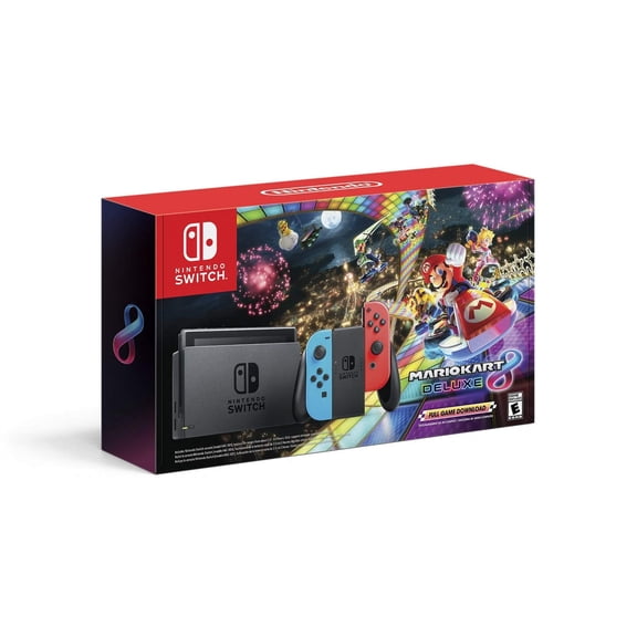 Nintendo Switch with Blue & Red Joy-Con, Mario Kart 8 Deluxe & 3 Month Membership