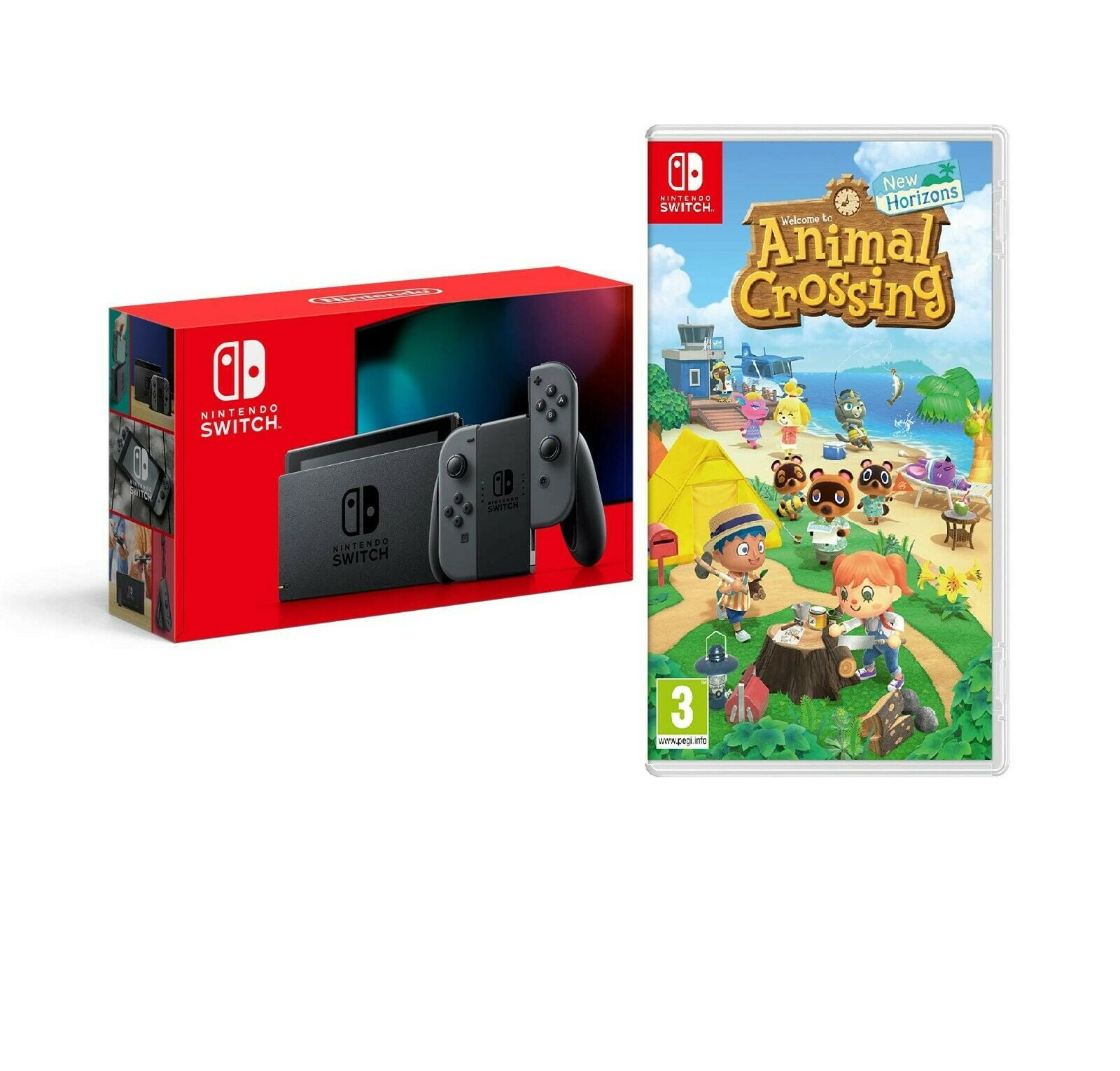 Nintendo Switch with Gray Joy-Con Bundle with Animal Crossing: New Horizons- 2020 Best Game