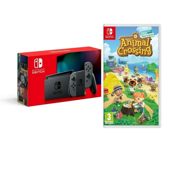 Nintendo Switch with Gray Joy-Con Bundle with Animal Crossing: New Horizons- 2020 Best Game