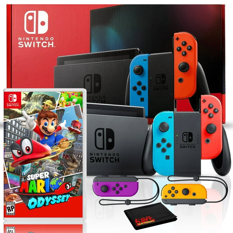 Nintendo Switch Odyssey Bundle: Red and Blue Joy-Con Improved Battery Life  32GB Console,Super Mario Odyssey Game Disc and Odyssey Deluxe Travel Case