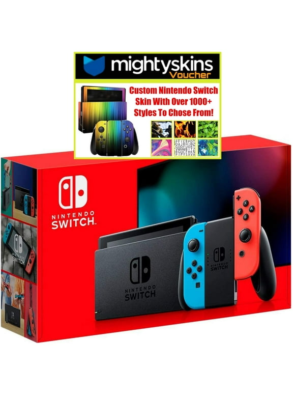 Nintendo Switch with Neon Blue and Neon Red Joy Con with MightySkins Voucher - Limited Bundle (JP Edition)