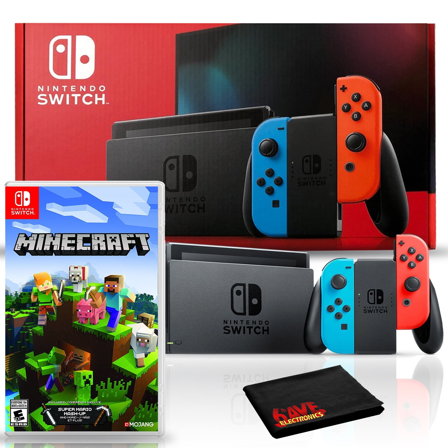 Pack console Nintendo Switch + Nintendo Switch Sports + Minecraft (via 30€  sur la carte fidélité) –
