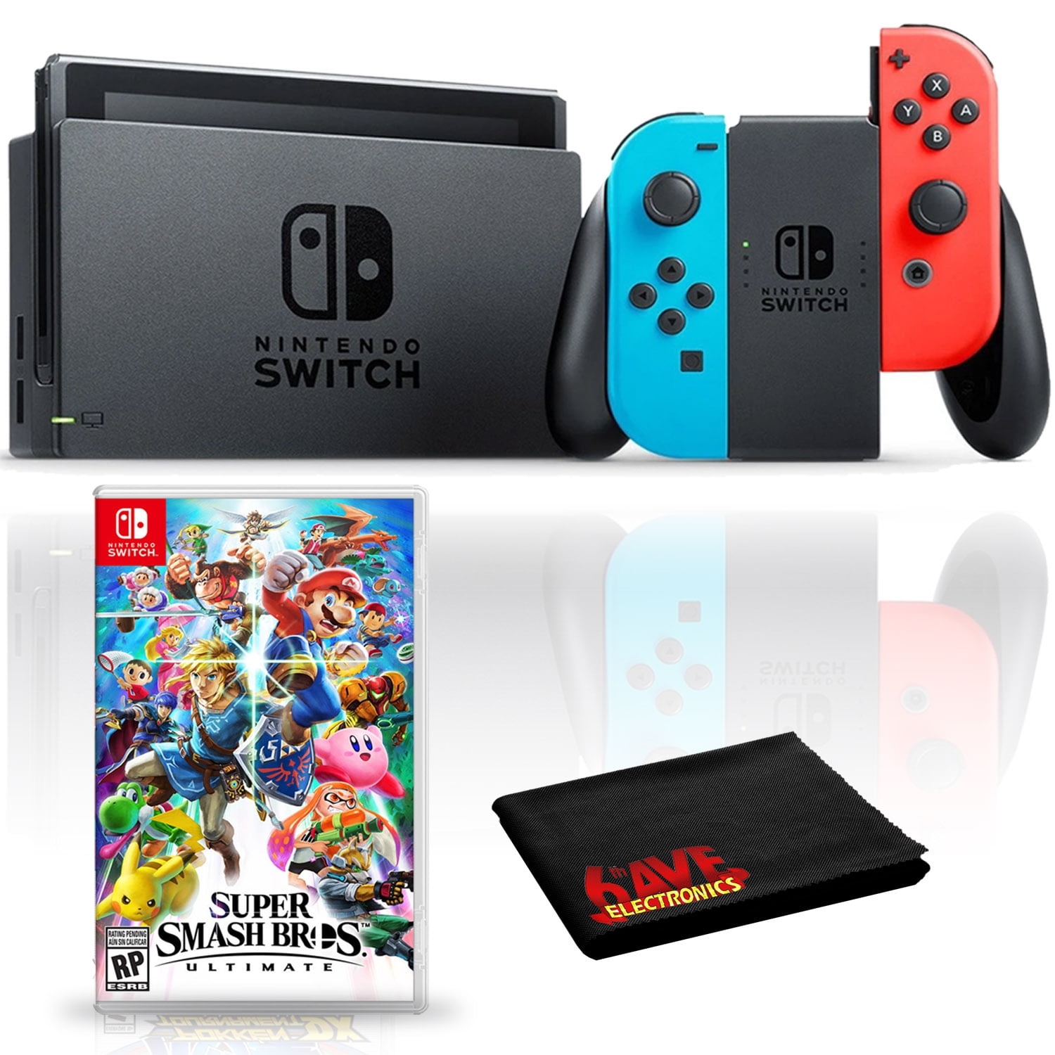 Nintendo Switch Neon Red Blue Joy-Con Console Super Smash Bros. Ultimate  Bundle, with Mytrix Tempered Glass Screen Protector - Improved Battery Life  Console with the Best Crossover Fighting Game 