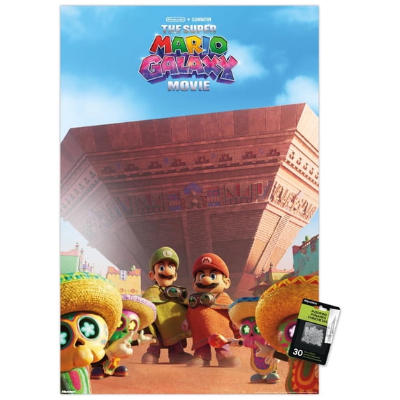 Nintendo The Super Mario Galaxy Movie (2026) - Desert One Sheet Wall Poster with Push Pins, 22.375" x 34"