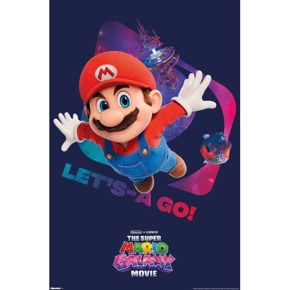Nintendo The Super Mario Galaxy Movie (2026) - Mario Let's-A Go! Wall Poster, 14.725" x 22.375"