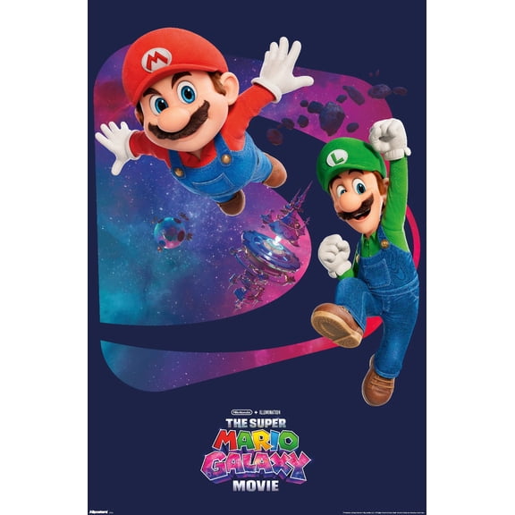 Nintendo The Super Mario Galaxy Movie (2026) - Mario & Luigi Action Wall Poster, 22.375" x 34"