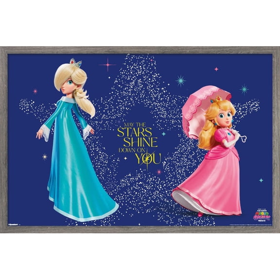 Nintendo The Super Mario Galaxy Movie (2026) - Peach & Rosalina Stars Wall Poster, 22.375" x 34" Framed