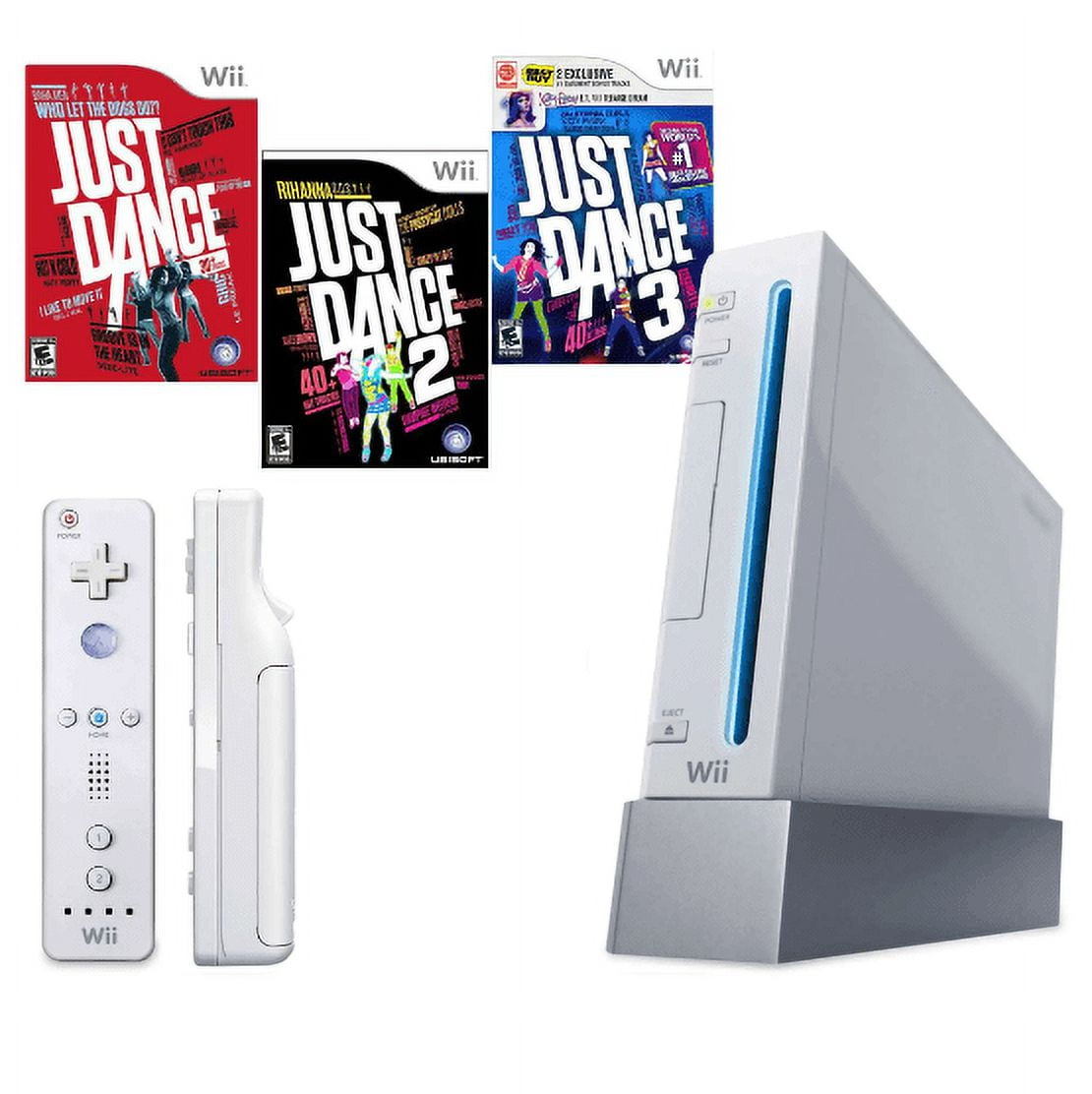 Nintendo Wii Console Just Dance 1 2 3 Bundle Used