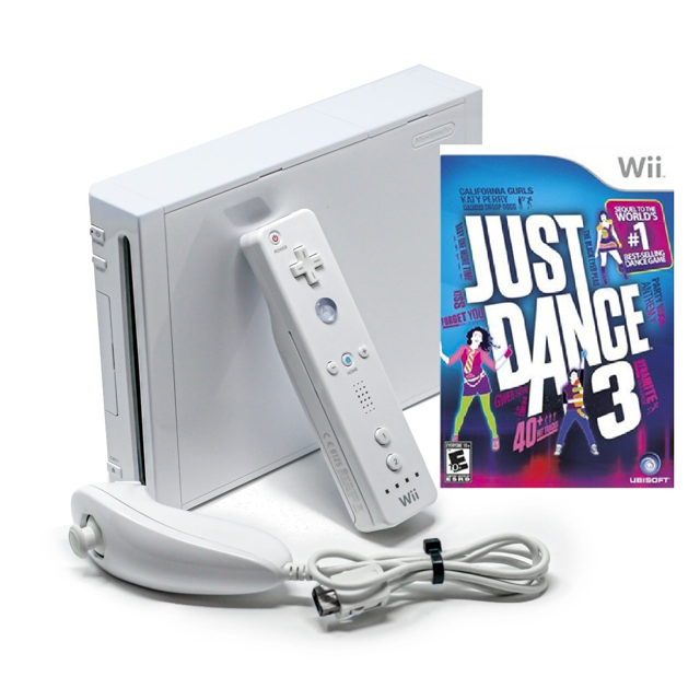 Nintendo Wii Console Just Dance 3 Game Bundle