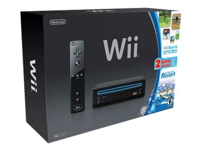 Wii Black Console Gaming System with Controllers and Hardware