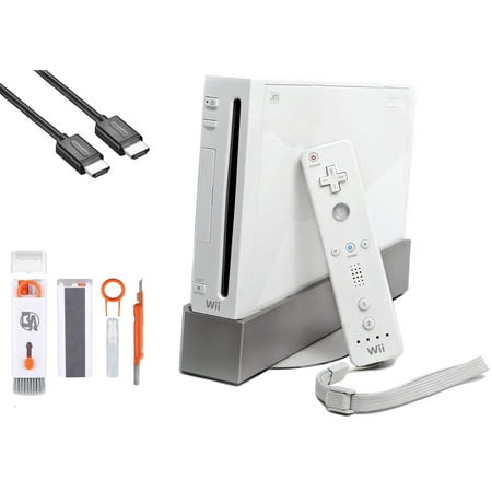 Pre-Owned Nintendo Wii White Gaming Console + HDMI Cable Cleaning Kit BOLT AXTION Bundle