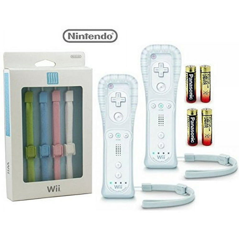 Nintendo Wii/Wii U/Wii mini Motion Plus Controllers (2 Pack) Plus 4 Free  Color Strap 