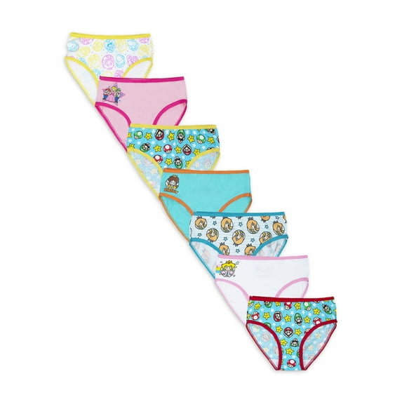 Nintendo by Super Mario Bros. Graphic Prints Briefs Elastic Waistband Underpant (Big Girls or Little Girls) 7 Pack