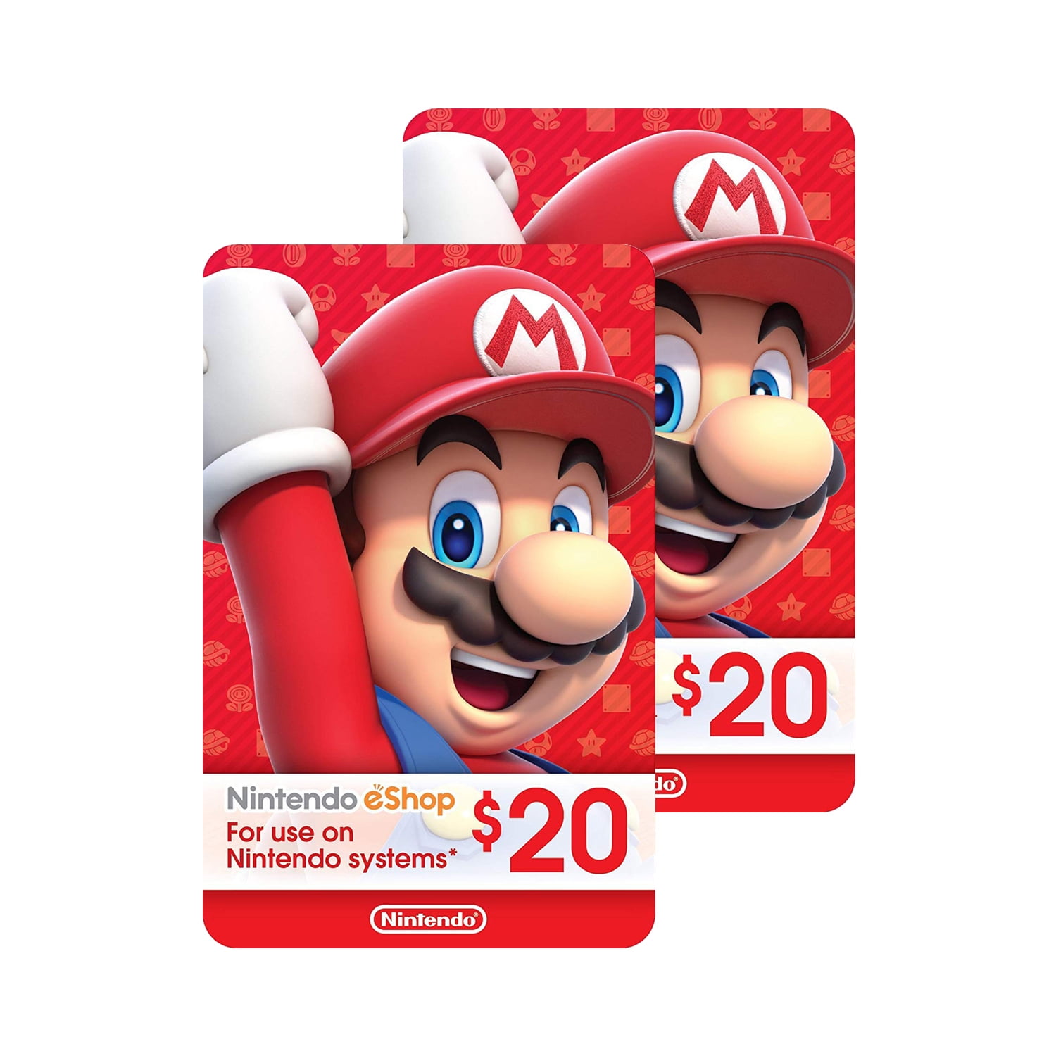 $20.00 eShop Cards) Physical Gift $40.00 Cards Nintendo pack of (2