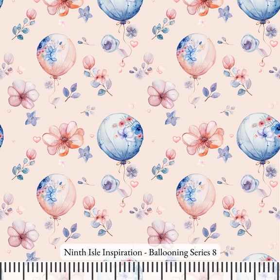 Ninth Isle Inspiration - Ballooning Series - 100% Rayon Fabric By The Yard (Series8, HalfYard)