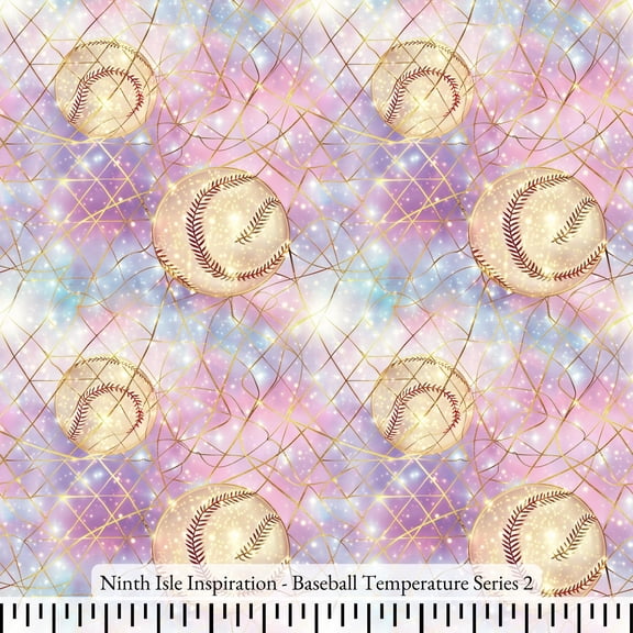 Ninth Isle Inspiration - Baseball Temperature Series - 100% Cotton Fabric By The Yard (Series2, HalfYard)