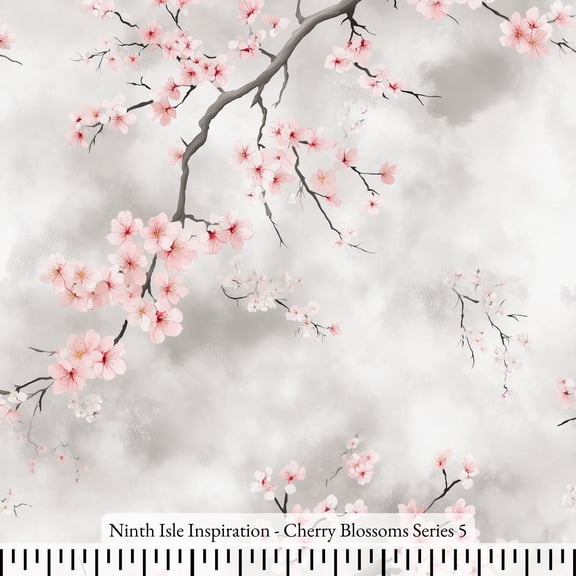 Ninth Isle Inspiration - Cherry Blossoms Series - 100% Cotton Fabric By The Yard (Series5, HalfYard)
