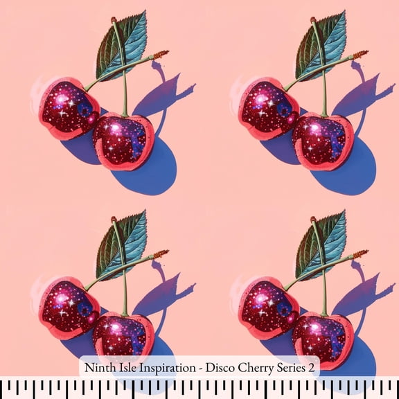 Ninth Isle Inspiration - Disco Cherry Series - 100% Cotton Fabric By The Yard (Series2, HalfYard)