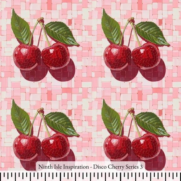 Ninth Isle Inspiration - Disco Cherry Series - 100% Cotton Fabric By The Yard (Series3, HalfYard)