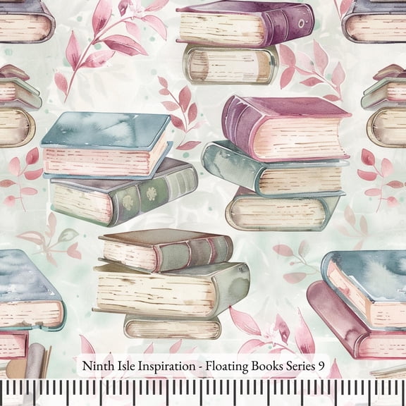 Ninth Isle Inspiration - Floating Books Series - 100% Cotton Fabric By The Yard (Series9, HalfYard)