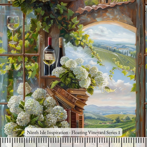Ninth Isle Inspiration - Floating Vineyard Series - 100% Cotton Fabric By The Yard (Series1, 1Yard)