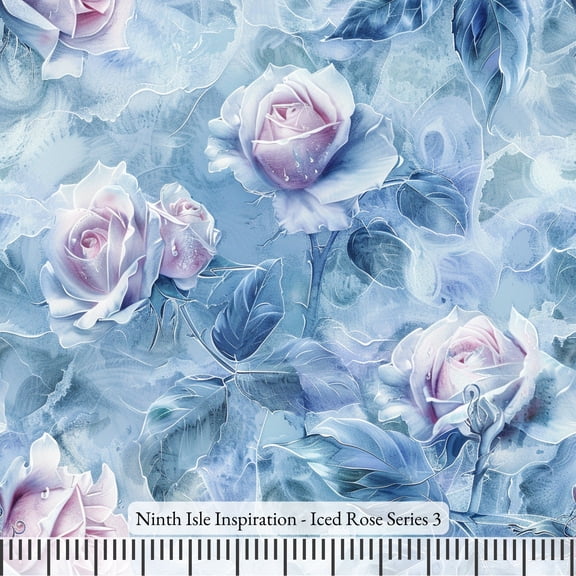Ninth Isle Inspiration - Iced Rose Series - 100% Rayon Fabric By The Yard (Series3, HalfYard)