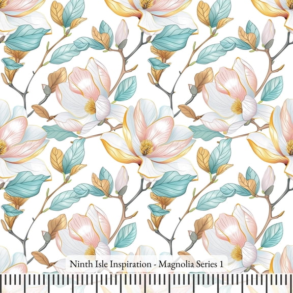 Ninth Isle Inspiration - Magnolia Series - 100% Rayon Fabric By The Yard (Series1, HalfYard)