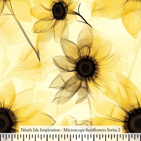 Ninth Isle Inspiration - Microscope Sunflowers Series - 100% Rayon Fabric By The Yard (Series2, HalfYard)