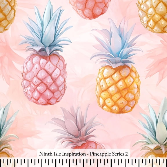 Ninth Isle Inspiration - Pineapple Series - 100% Rayon Fabric By The Yard (Series2, 1Yard)