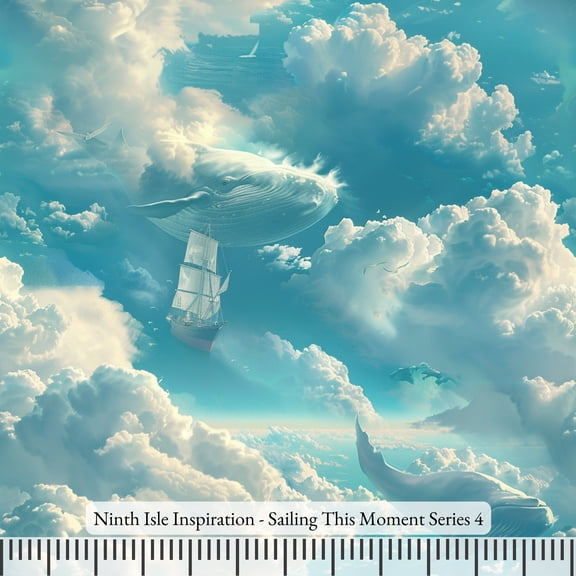 Ninth Isle Inspiration - Sailing This Moment Series - 100% Rayon Fabric By The Yard (Series4, HalfYard)
