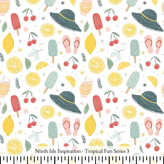 Ninth Isle Inspiration - Tropical Fun Series - 100% Rayon Fabric By The Yard (Series3, 1Yard)