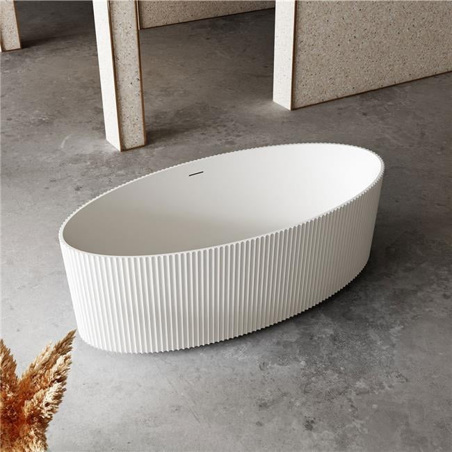 67'' White Acrylic Oval Freestanding Soaking Bathtub