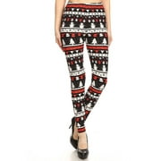 NioBe Clothing Womens Black Red Christmas Pattern Ultra Soft Leggings Reg&Plus Size