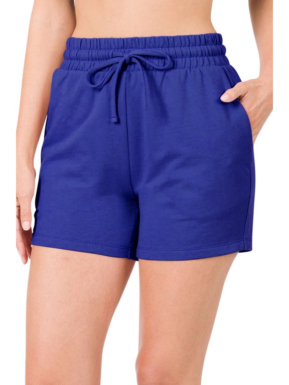Womens French Terry High Waist Cotton Shorts