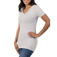 thumbnail image 1 of Niobe Clothing Womens V-Neck Cotton Short Sleeve Long T-Shirt Top, 1 of 4