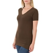 Niobe Clothing Womens V-Neck Cotton Short Sleeve Long T-Shirt Top
